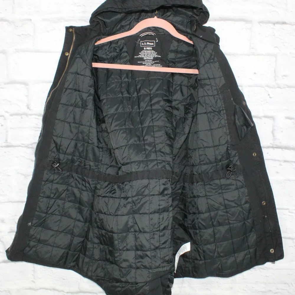 LL BEAN East End Parka Jacket Coat Hooded Black Size Small - Picture 5 of 9